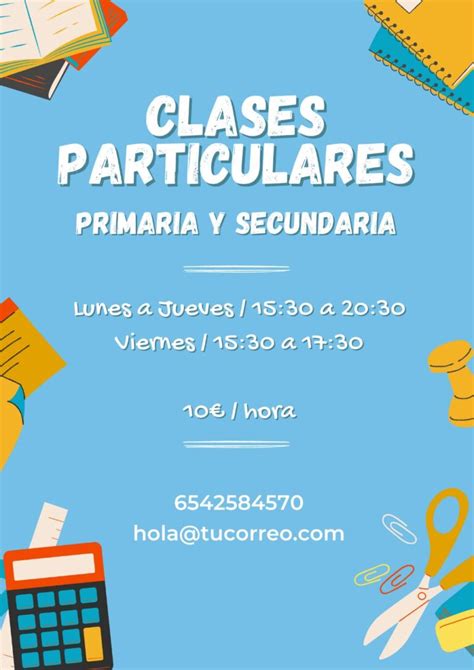 cartel clases particulares|Clases particulares y colegios